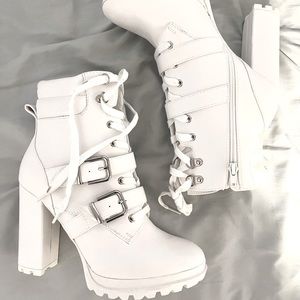 Chunky Heel Lace Up Boots